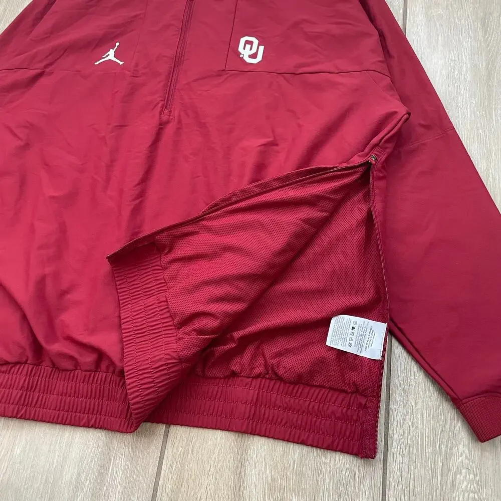 Jordan Oklahoma Sooners Jacket Mens XL Crimson Half Zip Coach Sideline OU